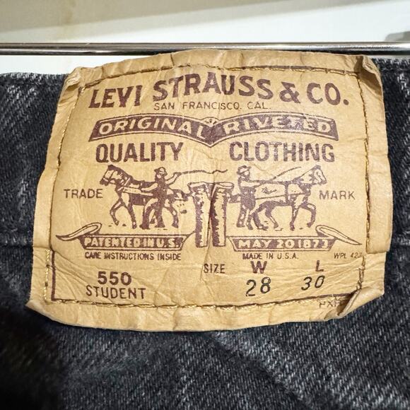 Vintage Levi’s 550 Jeans Orange Tab Black Denim Student Fit 28x30 80s/90s - Picture 5 of 7